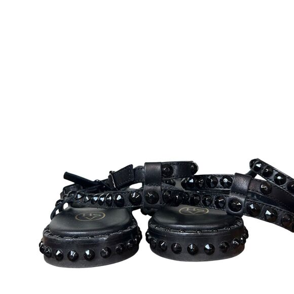 Ash StuddedLeather Sandals Womens Size 39 US 9 Embellished Black Gladiator Shoes - Picture 5 of 6